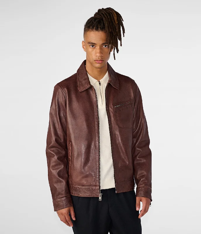 Isaac Collared Leather Jacket Traditional Men's Country