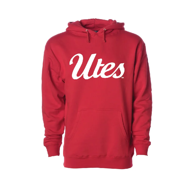 Utes Script  Embroidered Hoodie Hip Men's Urban