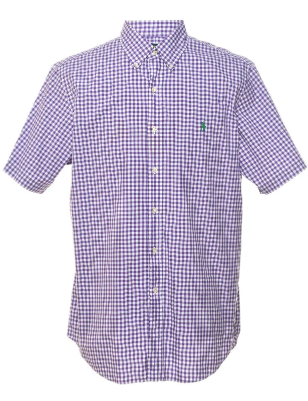 Ralph Lauren Purple & White Checked Shirt - L Monochromatic All