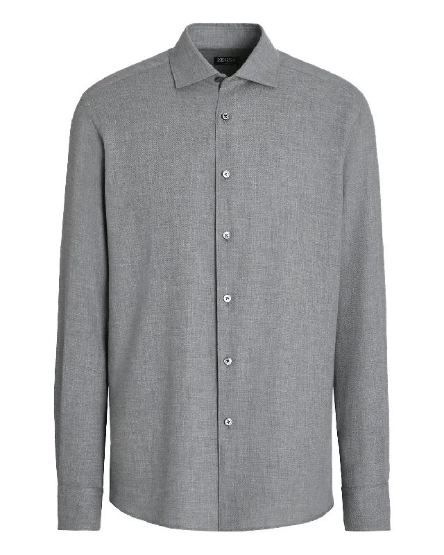 Grey Solid Cashco Sportshirt Tough Men's Military