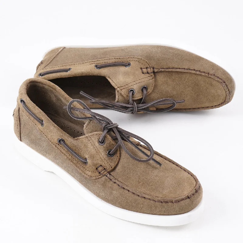 Sartorio Calf Suede Boat Shoes Earthy Men's Sustainable 