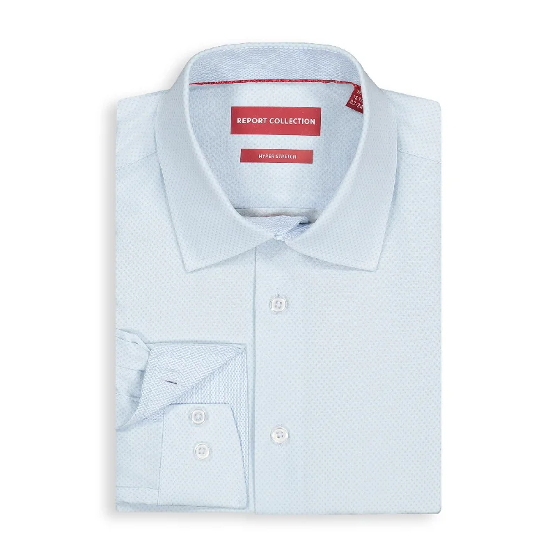 Light Blue Diamond Recycled Shirt Refined Men's European