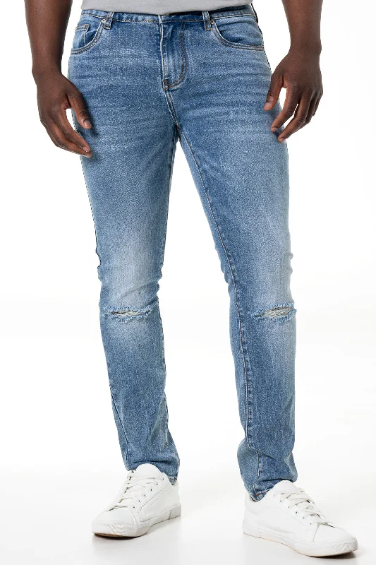 Rf02 Ripped Skinny Denim Jeans _ 140442 _ Mid Wash Sharp Men's Italian