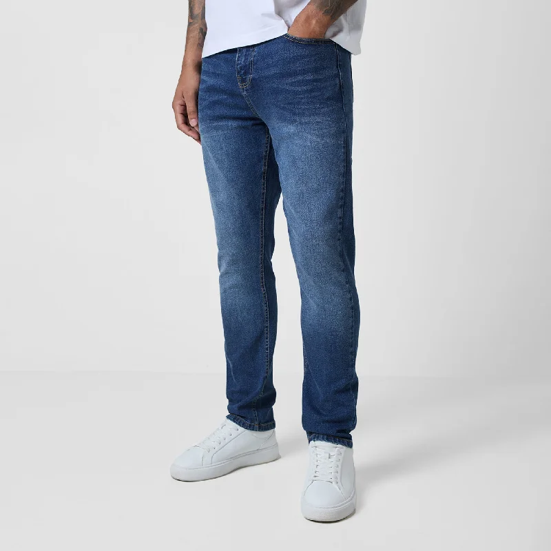 Regular Fit Denim Jean | Mid Blue Wash Cozy Men's Winter