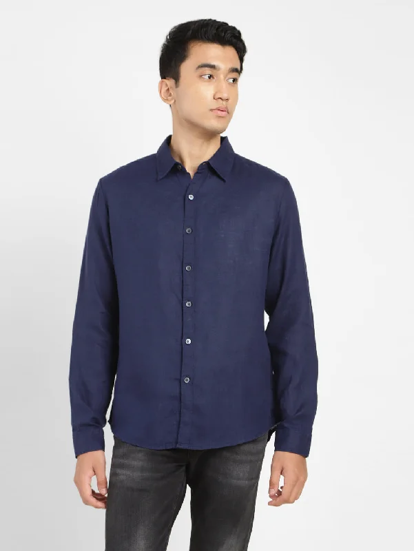 Men's Solid Slim Fit Linen Shirt Lumberjack