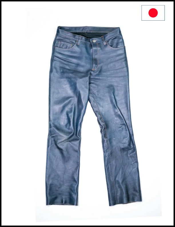 The Shop Vancouver Indigo Dyed Horsehide Leather Pants Casual Men's Japanese 