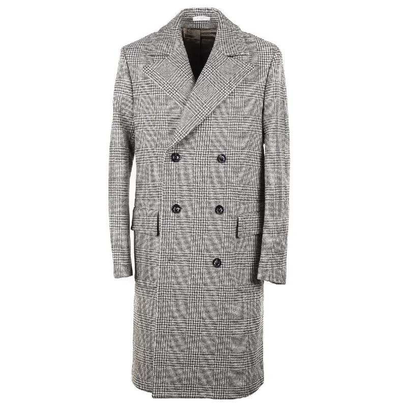 Boglioli Glen Check Wool Overcoat Unique Men's Patch