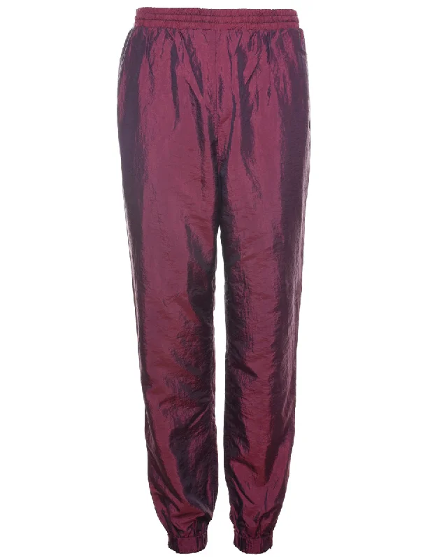 Maroon 1980s Track Pants - W25 L30 Dapper Men's 1920S