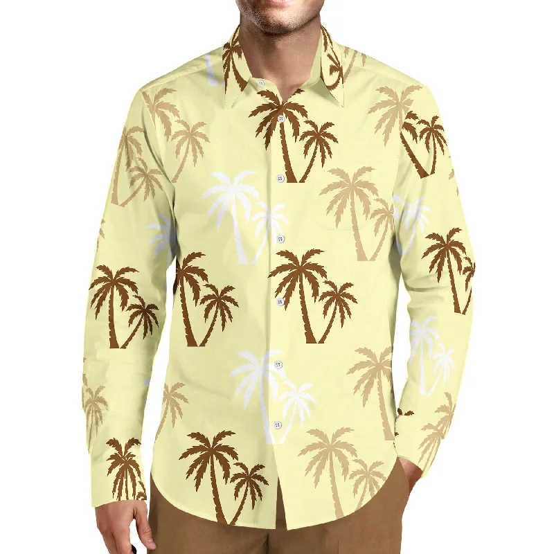 TMMG LUXURY BROWN PALM TREES DRESS SHIRT Vacation