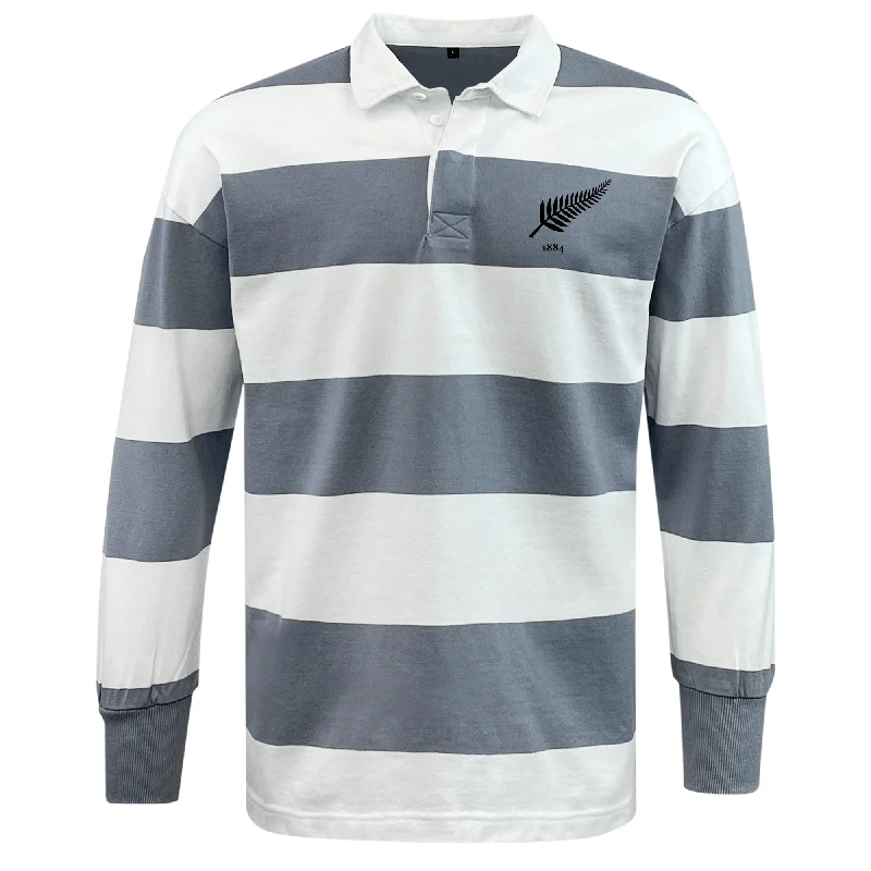 Nations of Rugby New Zealand Vintage Hooped Classic Jersey Stylish Men's Tropical 