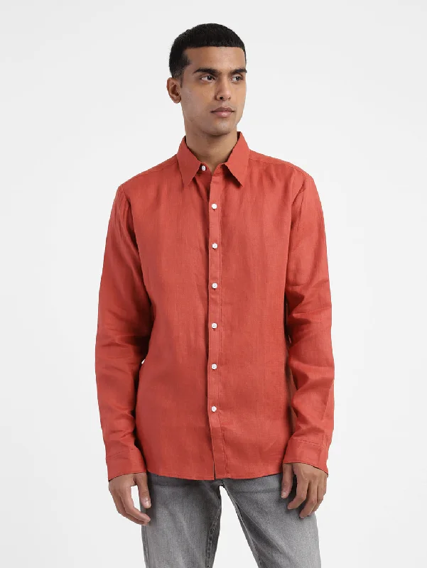 Men's Solid Spread Collar Shirt Beach