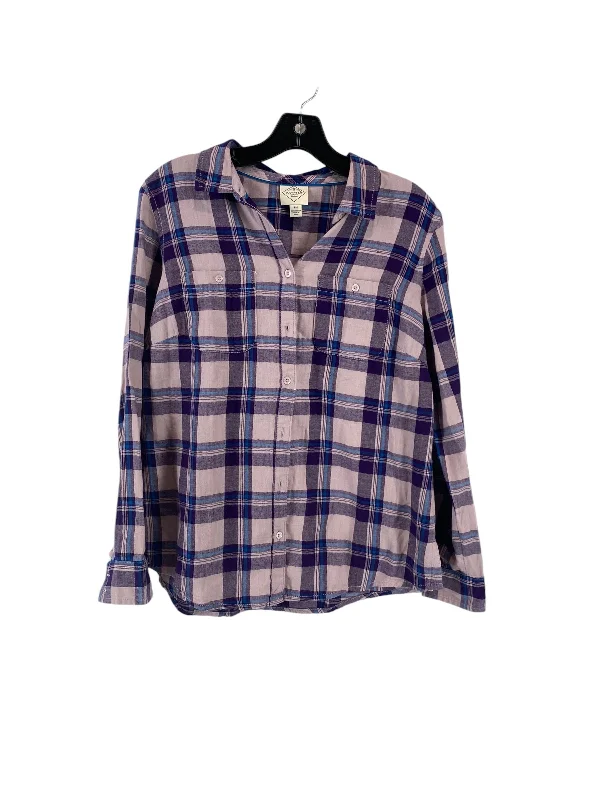 Top Long Sleeve By St Johns Bay In Plaid Pattern, Size: M Earthy Men's Hemp