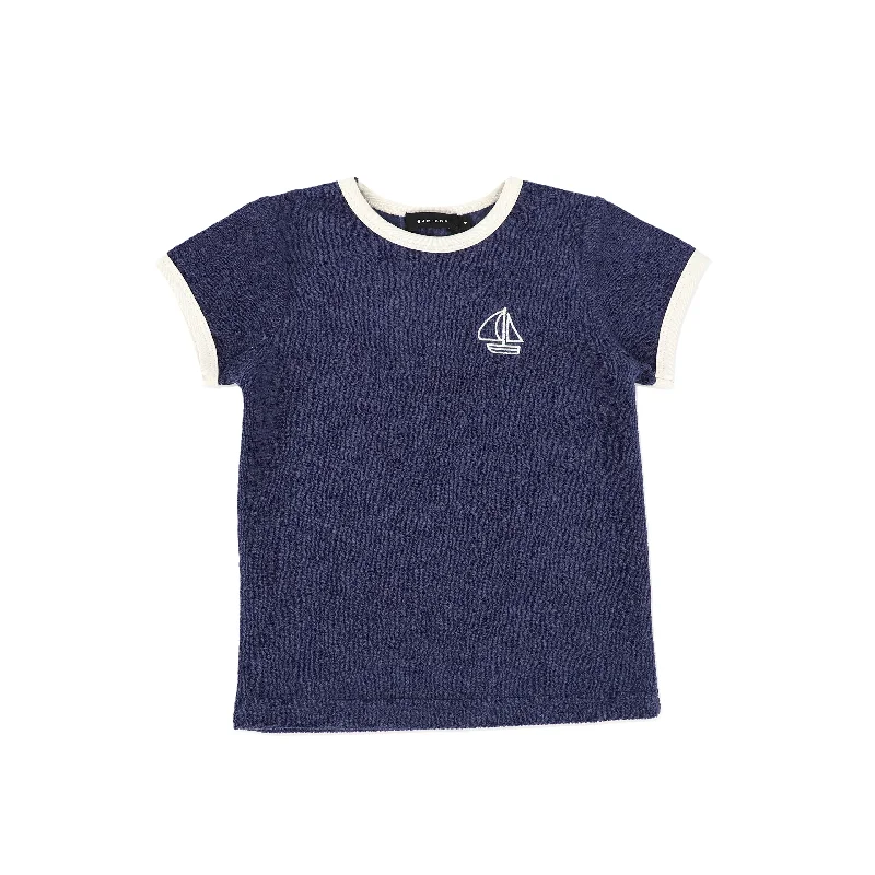 BAMBOO NAVY TRIM TERRY T-SHIRT Sporty Men's Athleisure 