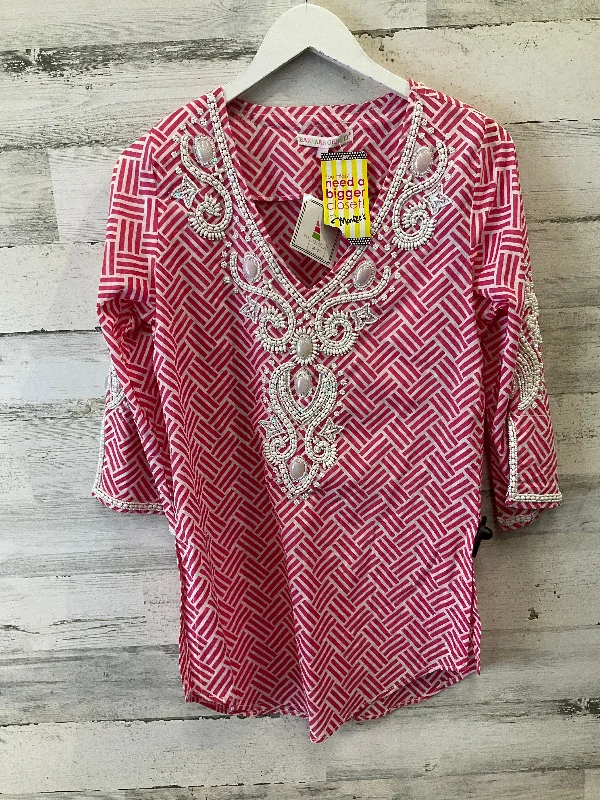 Top 3/4 Sleeve By Clothes Mentor In Pink, Size: S Unique Men's Patch