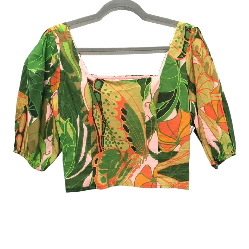 Top 3/4 Sleeve By Julie Brown In Green & Orange, Size: M Masculine Men's 