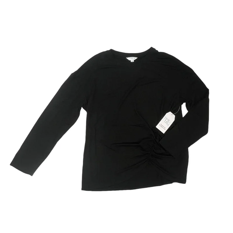 Top Ls By Time And Tru In Black, Size:L Sporty Men's Tennis