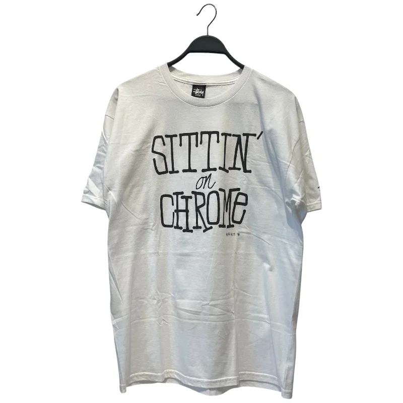 STUSSY/T-Shirt/L/Cotton/WHT/sittin on chrome Masculine Men's Thick