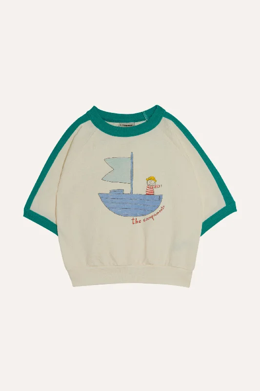 THE CAMPAMENTO ECRU/GREEN COLORBLOCK SAILBOAT T-SHIRT Business