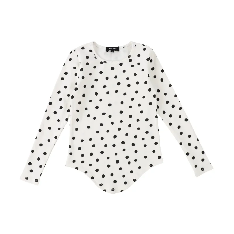 BAMBOO BASICS BLACK POLKA DOT PRINT SEAMLESS TEE [Final Sale] Tailored