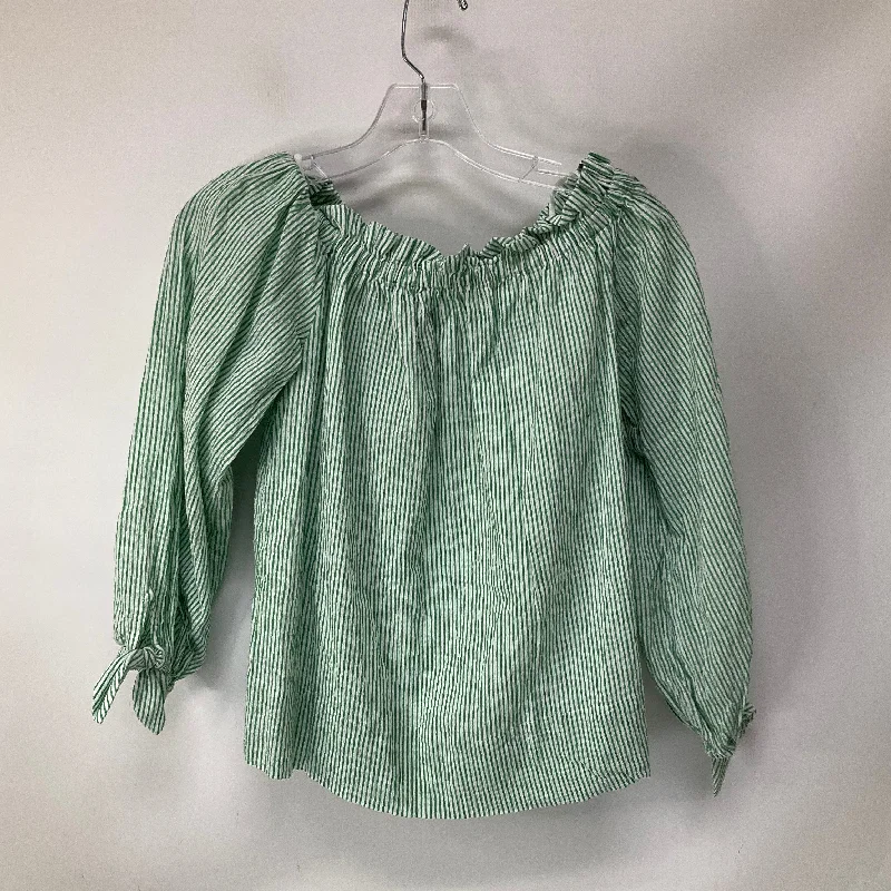 Top Long Sleeve By Lilly Pulitzer In Green & White, Size: Xs Minimalist Men's Casual 