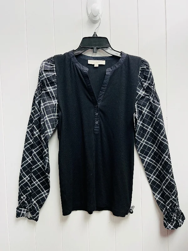 Top Long Sleeve By Loft In Black & White, Size: S Hip Men's Retro