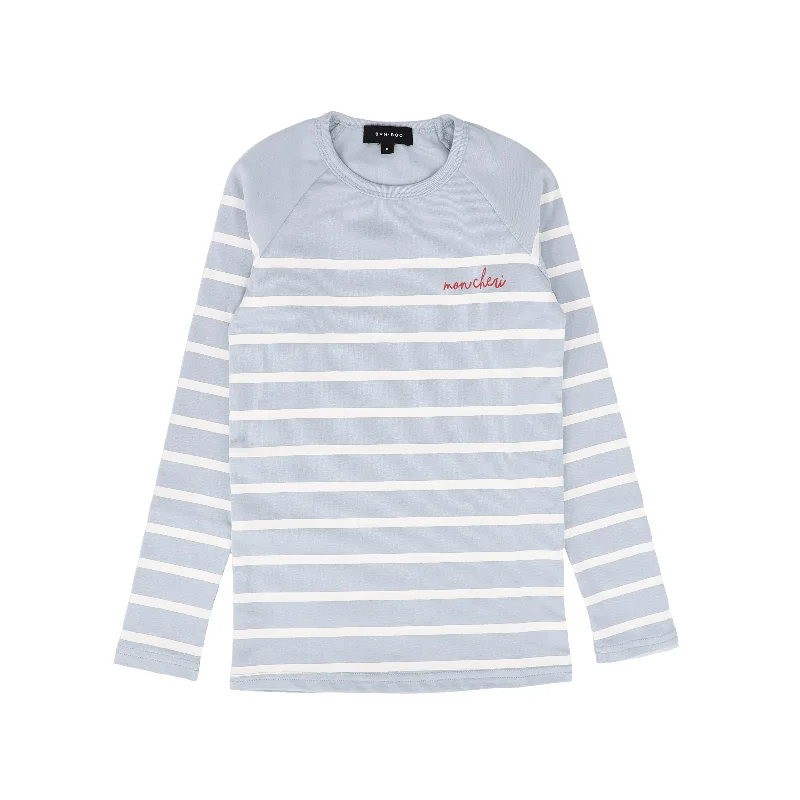 BAMBOO LIGHT BLUE STRIPED LS TEE [FINAL SALE] Cozy Men's Sherpa