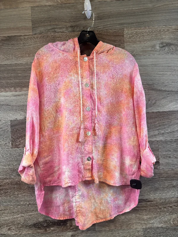 Top Long Sleeve By Clothes Mentor In Orange & Pink, Size: M Stylish Men's Tropical 