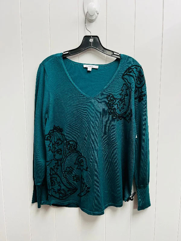 Top Long Sleeve By Chicos In Green, Size: M Trendy Men's Oversized