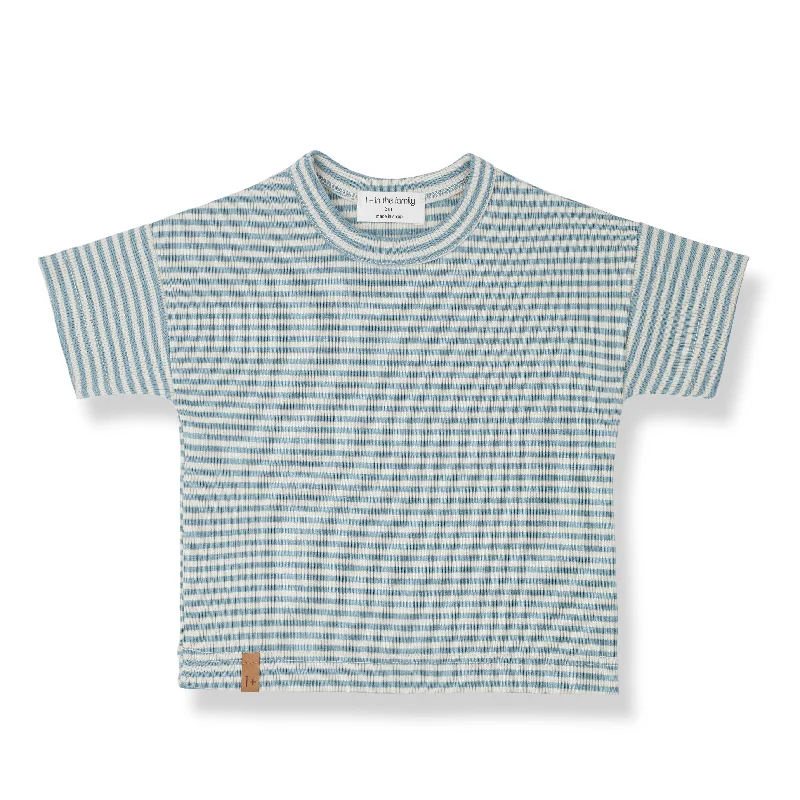 1 + IN THE FAMILY BLUE STRIPED SS TEE [FINAL SALE] Minimalist Men's Casual 