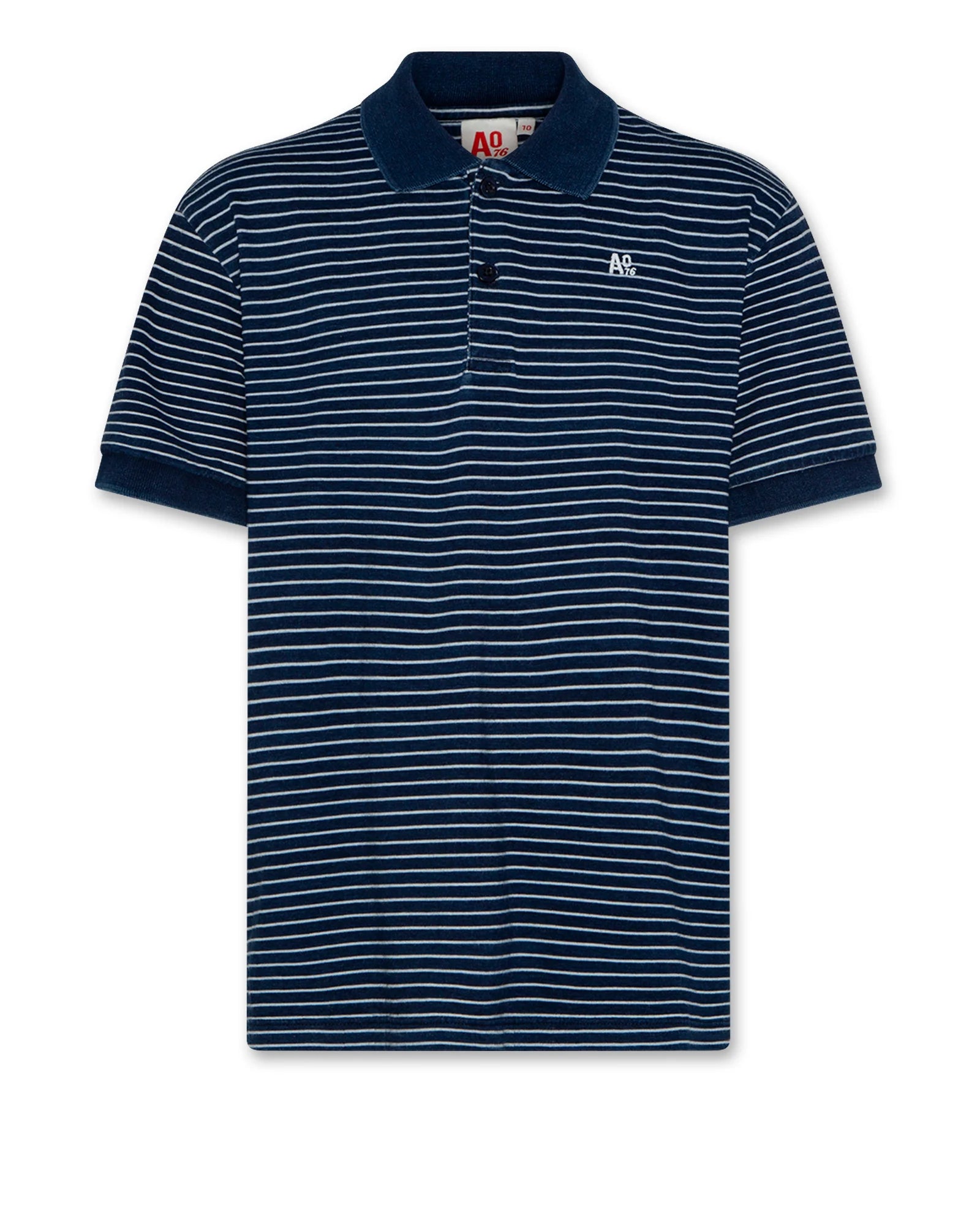 AO76 NAVY/WHITE STRIPED POLO TSHIRT Sophisticated Men's 