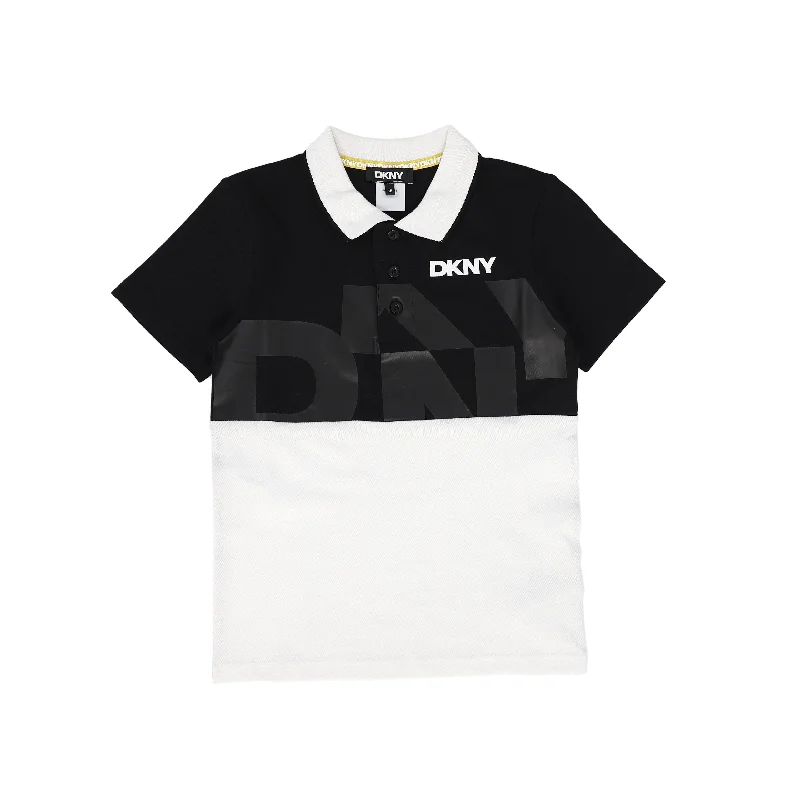 DKNY BLACK/WHITE LOGO POLO T-SHIRT Confident Men's High