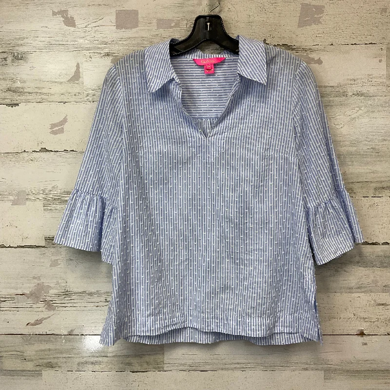 Top 3/4 Sleeve By Lilly Pulitzer In Blue & White, Size: Xs Lumberjack