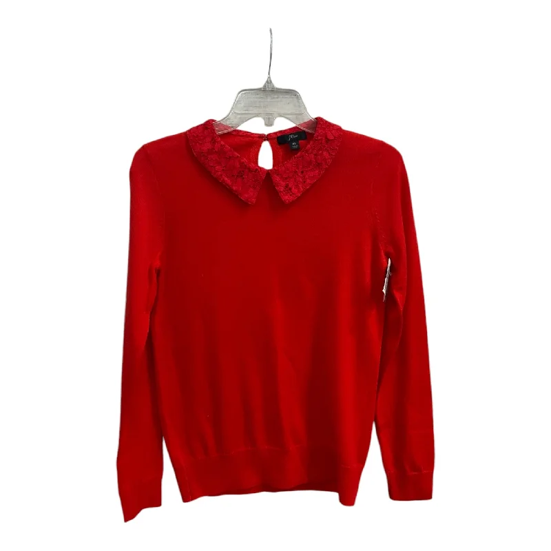 Top Long Sleeve By J. Crew In Red, Size: Xs Modern Men's Geometric