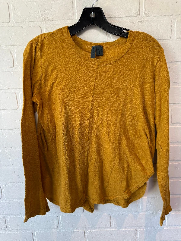 Top Long Sleeve Basic By Left Of Center In Yellow, Size: S Traditional Men's Country