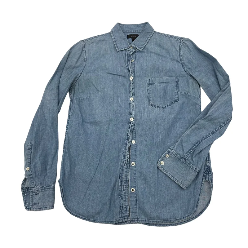 Top Ls By J. Crew In Blue Denim, Size:Xs Cool Men's Distressed