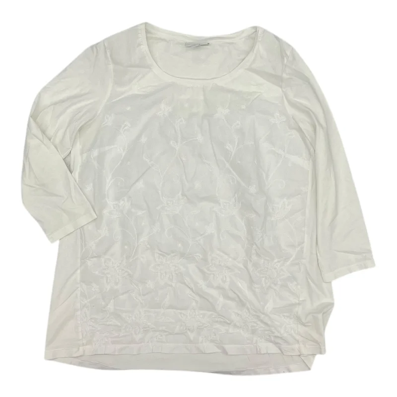 Top 3/4 Sleeve By J. Jill In White, Size:Xs Cool Men's Distressed