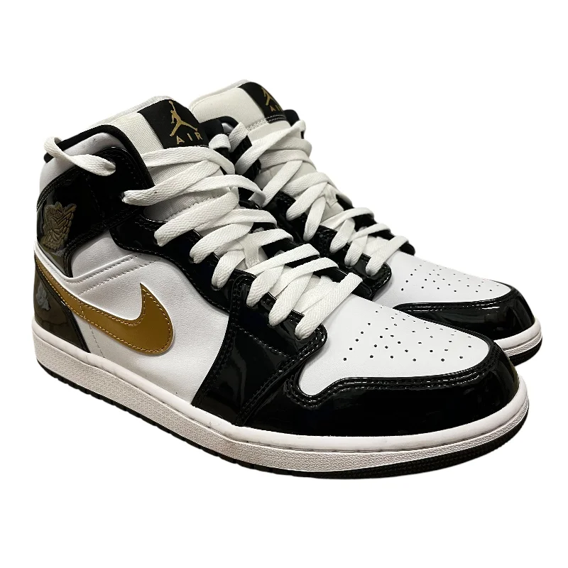 NIKE/Hi-Sneakers/US 11/Leather/MLT/Jordan 1 Mid SE Patent Blk Gld Bohemian Men's Free