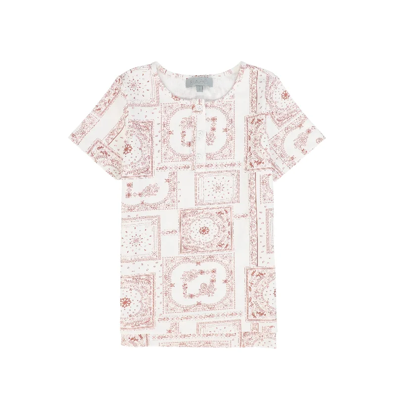 BACE COLLECTION PINK PAISELY HANDKERCHIEF PRINT SS HENLEY TEE Bold Men's Animal