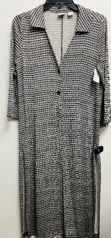 Tunic Long Sleeve By Chicos In Black & Grey, Size: S Preppy Men's College