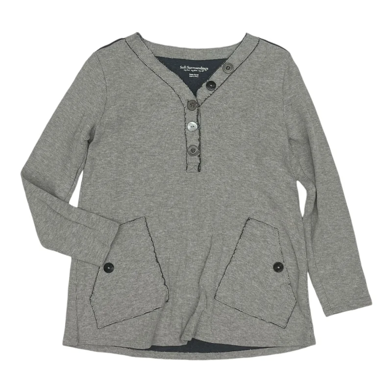 Top Ls By Soft Surroundings In Grey, Size:Sp Trendy Men's Oversized