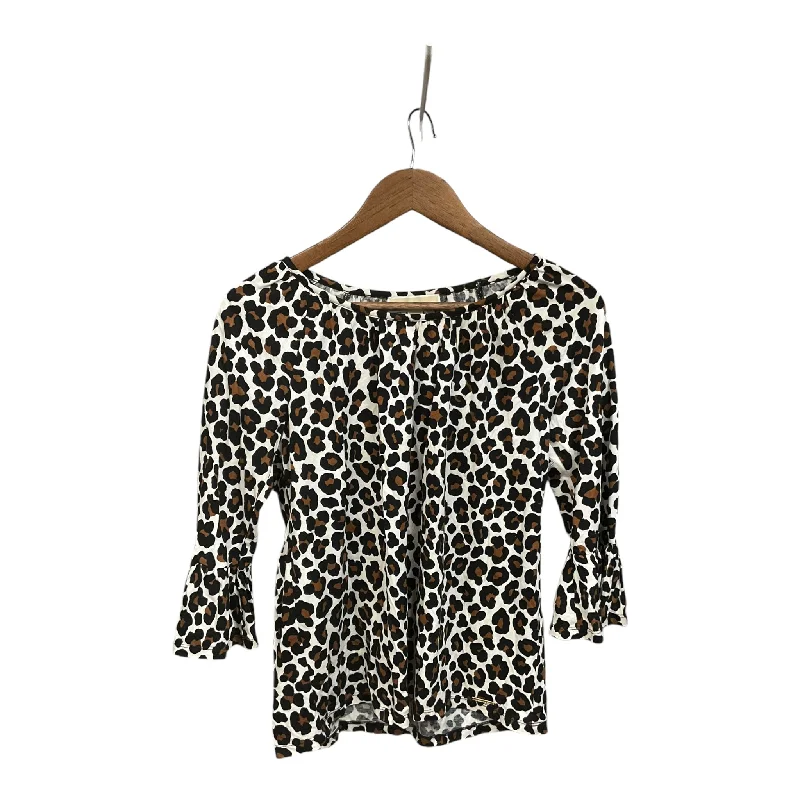 Top 3/4 Sleeve By Michael By Michael Kors In Animal Print, Size: S Confident Men's High