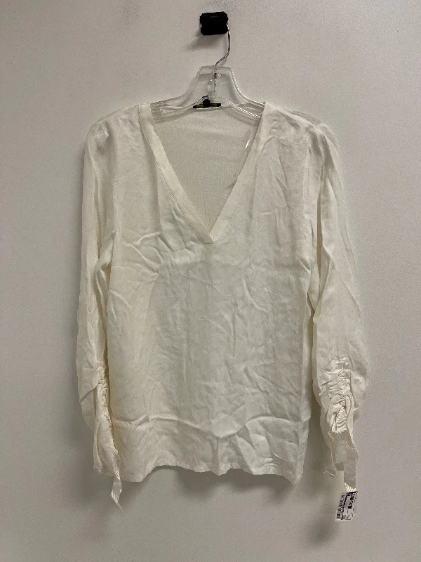 Top Long Sleeve By Massimo Dutti In White, Size: S Cool Men's Distressed