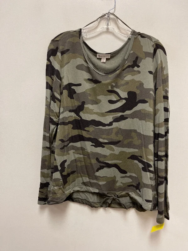 Top Long Sleeve By Eliane Rose In Camouflage Print, Size: L Hip Men's Retro